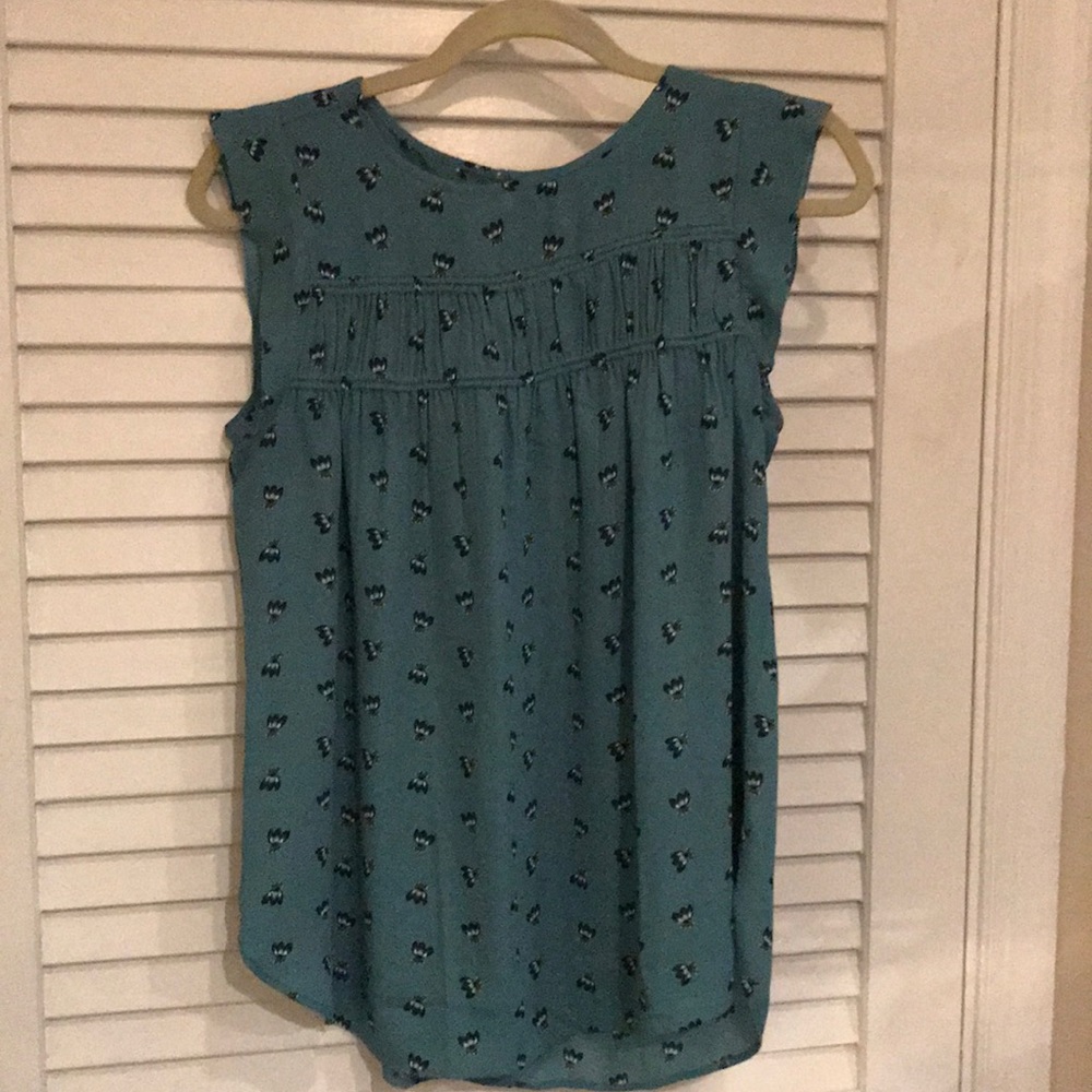 Green floral silky blouse